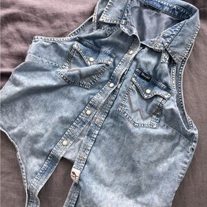 Wrangler Light Blue Denim Sleeveless Top
